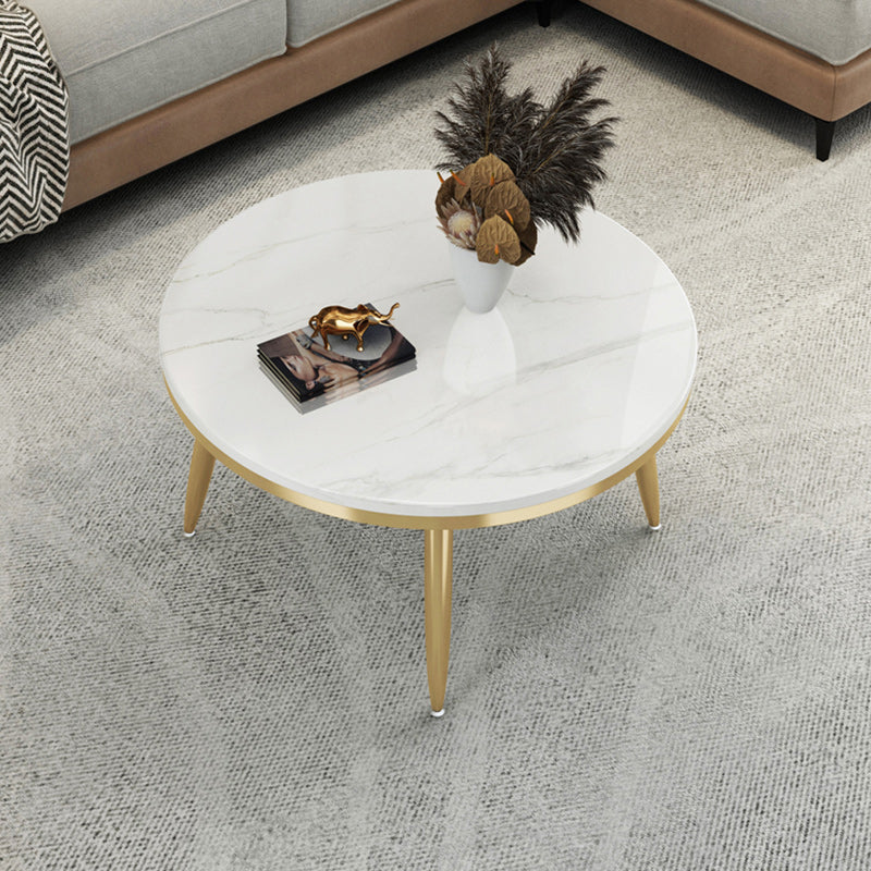 17"H Contemporary Coffee Table Round Stone Coffee Cocktail Table
