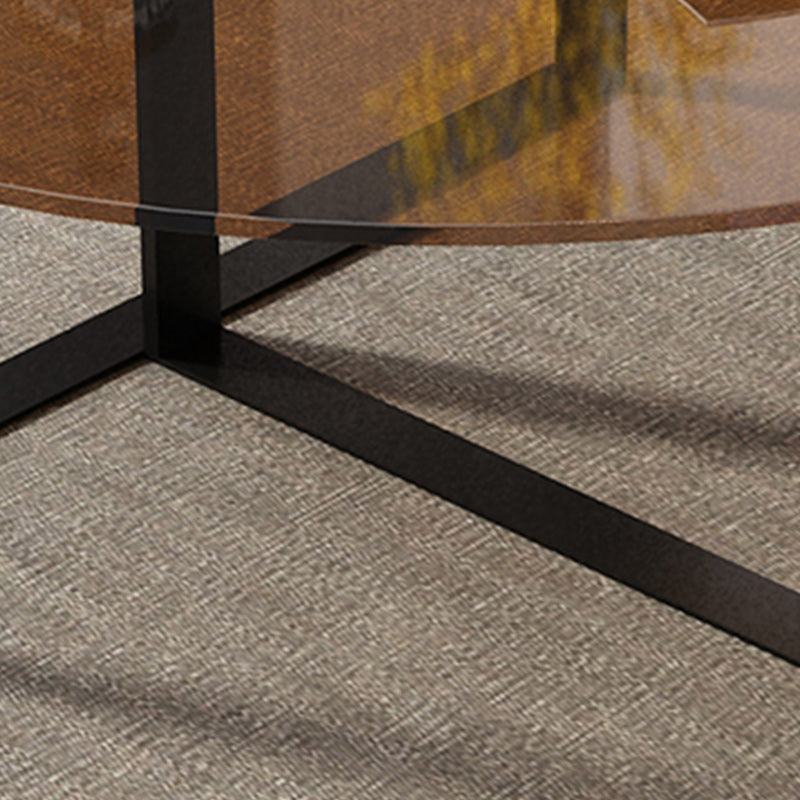 17" Wide Contemporary Coffee Table Round Glass Top Cocktail Table