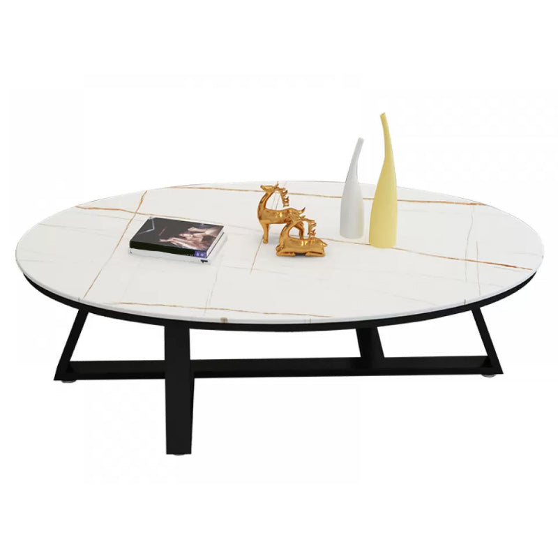 Contemporary Coffee Table Oval Single Stone Coffee Cocktail Table