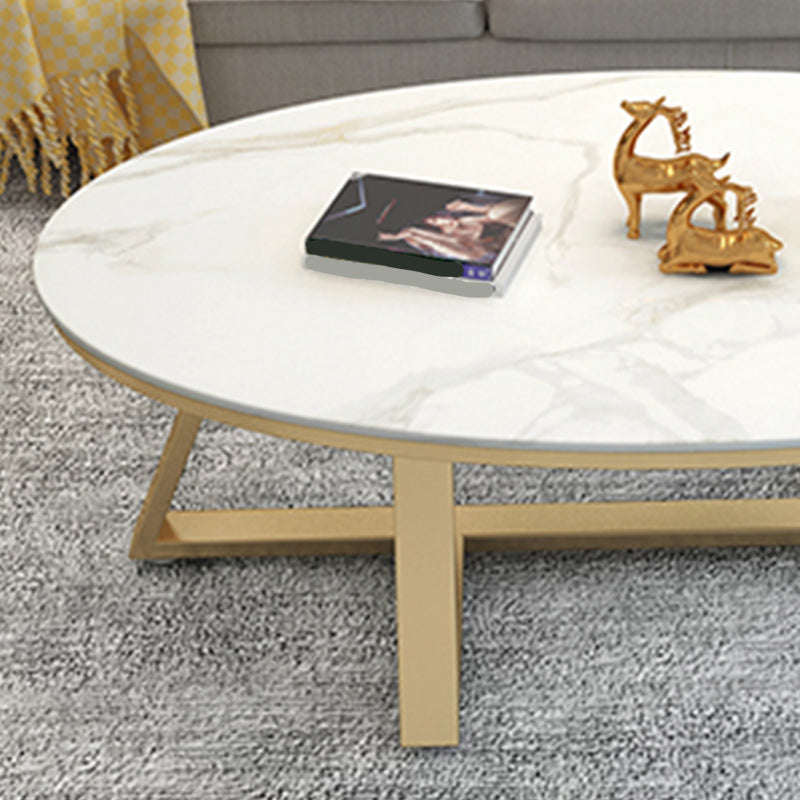 Contemporary Coffee Table Oval Single Stone Coffee Cocktail Table