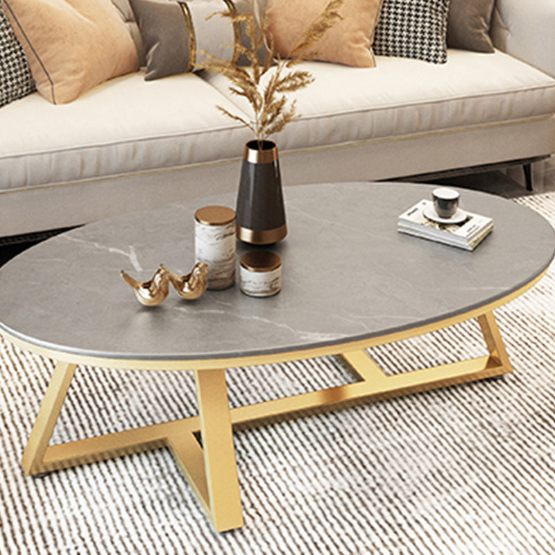 Contemporary Coffee Table Oval Single Stone Coffee Cocktail Table