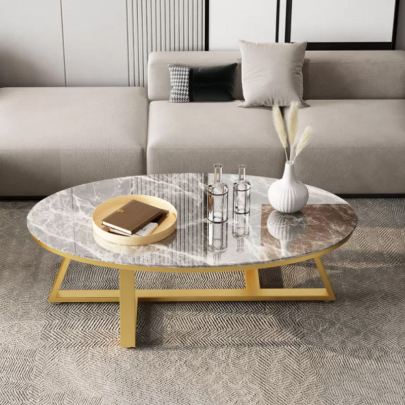 Contemporary Coffee Table Oval Single Stone Coffee Cocktail Table