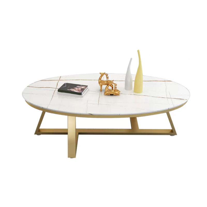 Contemporary Coffee Table Oval Single Stone Coffee Cocktail Table