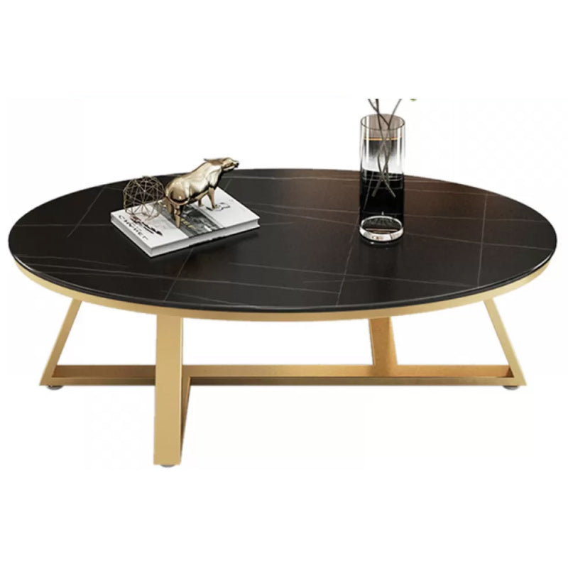 Contemporary Coffee Table Oval Single Stone Coffee Cocktail Table
