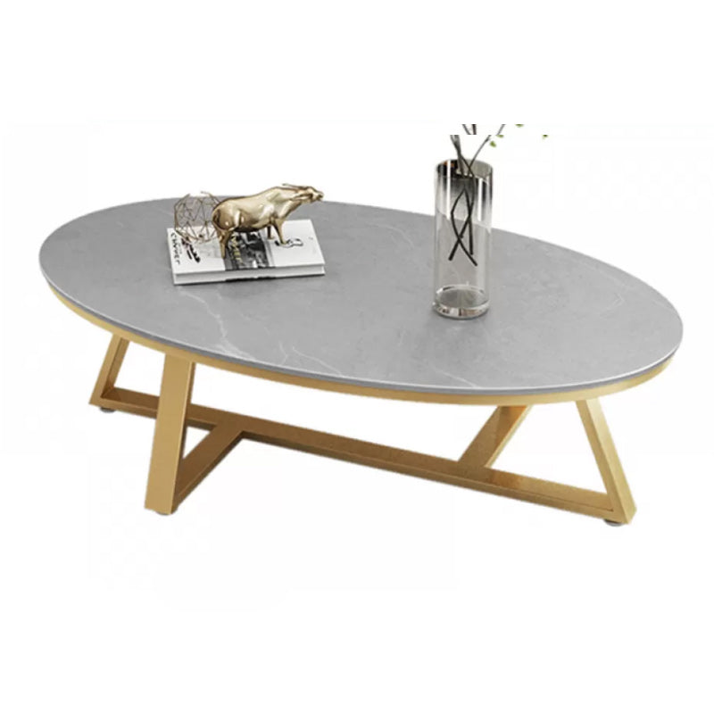 Contemporary Coffee Table Oval Single Stone Coffee Cocktail Table