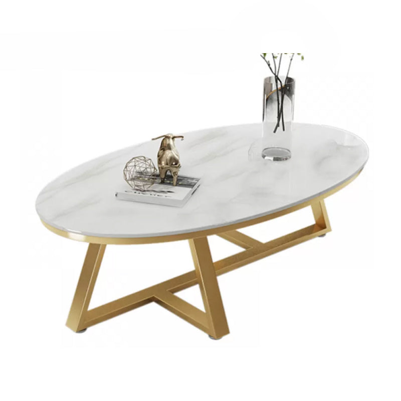 Contemporary Coffee Table Oval Single Stone Coffee Cocktail Table