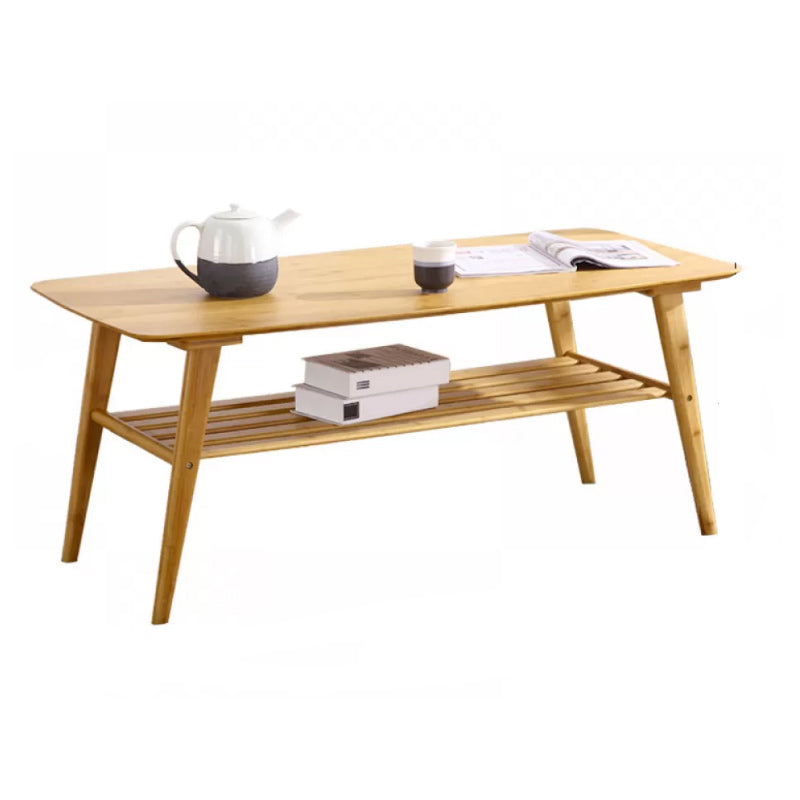 Contemporary Coffee Table 4 Legs Wooden Cocktail Table with Storage