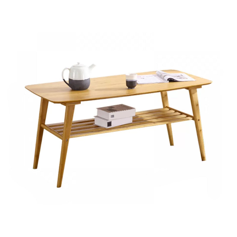 Contemporary Coffee Table 4 Legs Wooden Cocktail Table with Storage