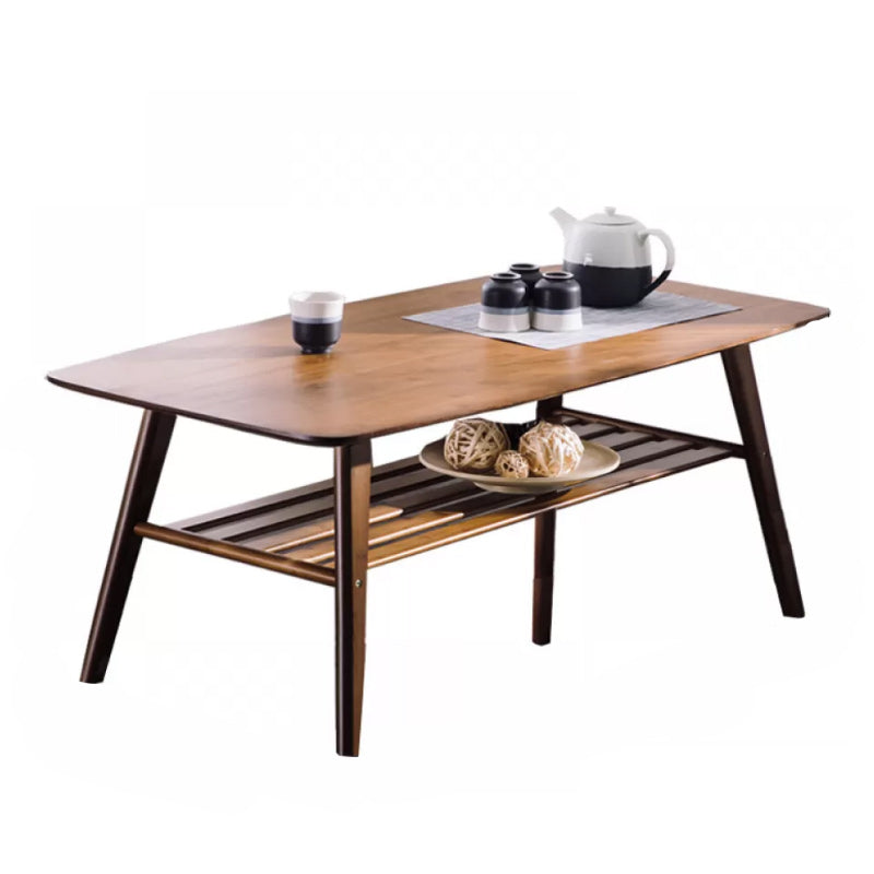 Contemporary Coffee Table 4 Legs Wooden Cocktail Table with Storage