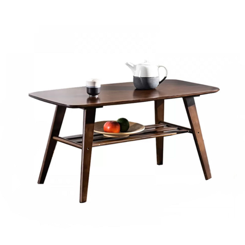 Contemporary Coffee Table 4 Legs Wooden Cocktail Table with Storage