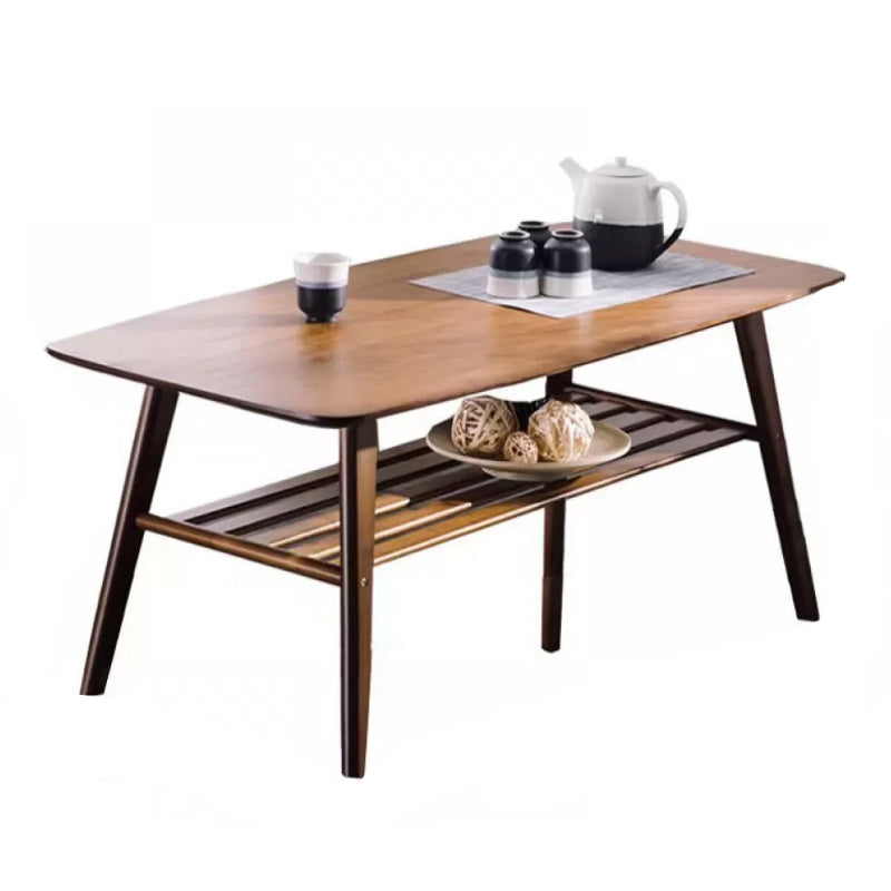Contemporary Coffee Table 4 Legs Wooden Cocktail Table with Storage