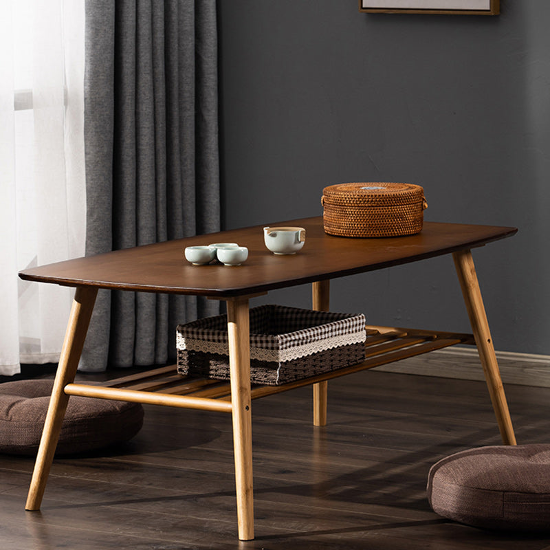 Contemporary Coffee Table 4 Legs Wooden Cocktail Table with Storage