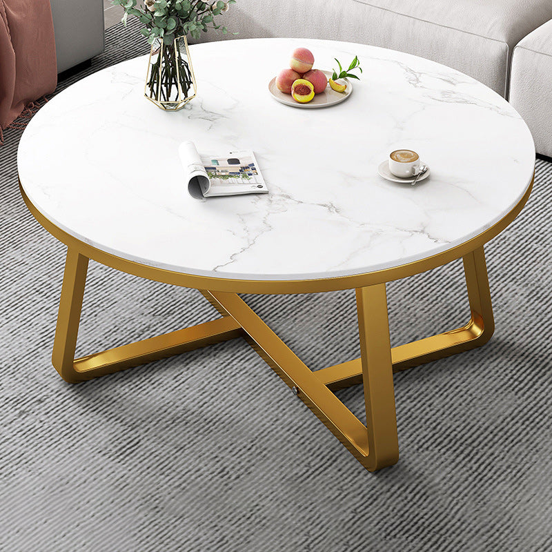 Stone Geometric Contemporary Coffee Table Cross Legs Coffee Table
