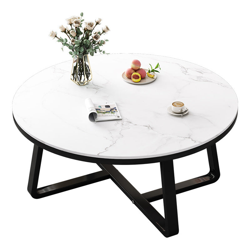 Stone Geometric Contemporary Coffee Table Cross Legs Coffee Table