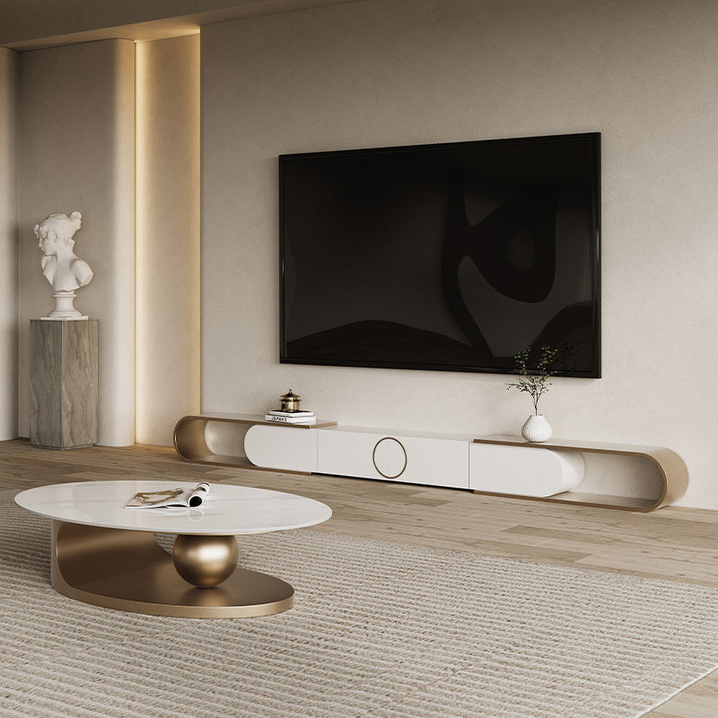 Stone Oval Contemporary Coffee Table Single Pedestal Coffee Table