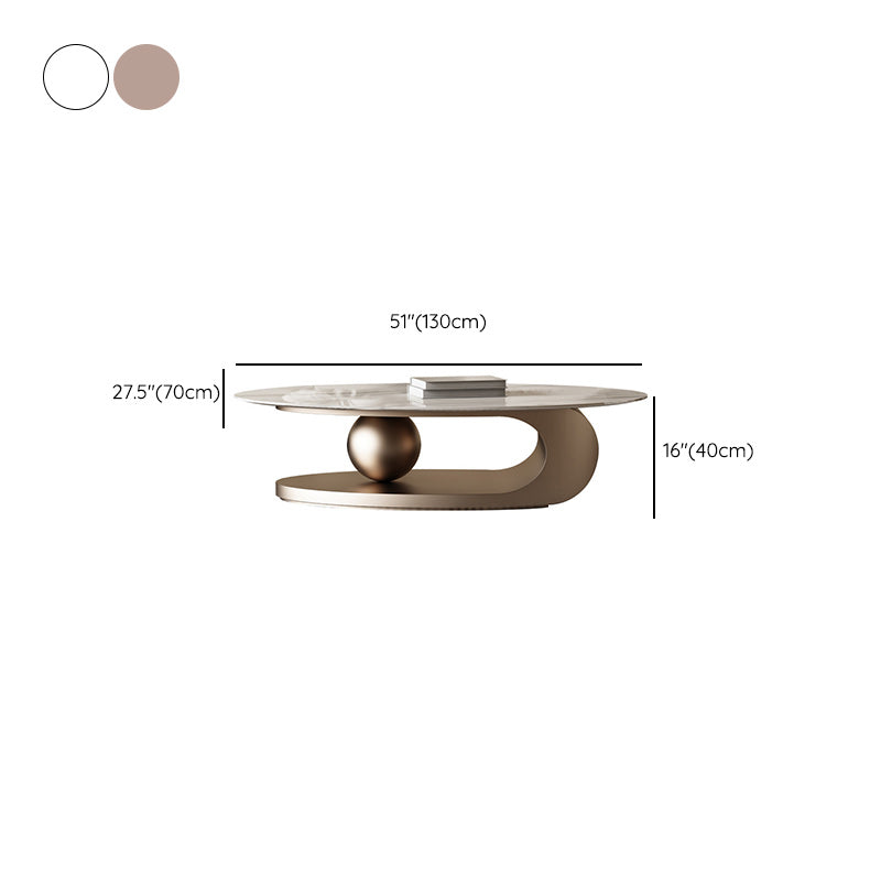 Stone Oval Contemporary Coffee Table Single Pedestal Coffee Table
