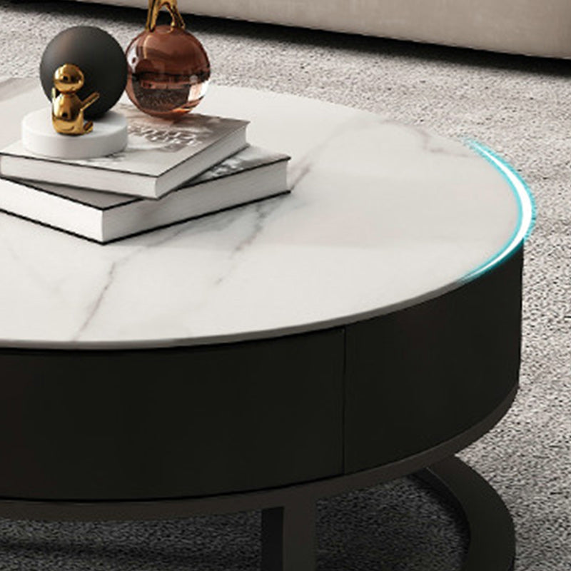 Stone Round Contemporary Cocktail Table Frame Nesting Coffee Table Set