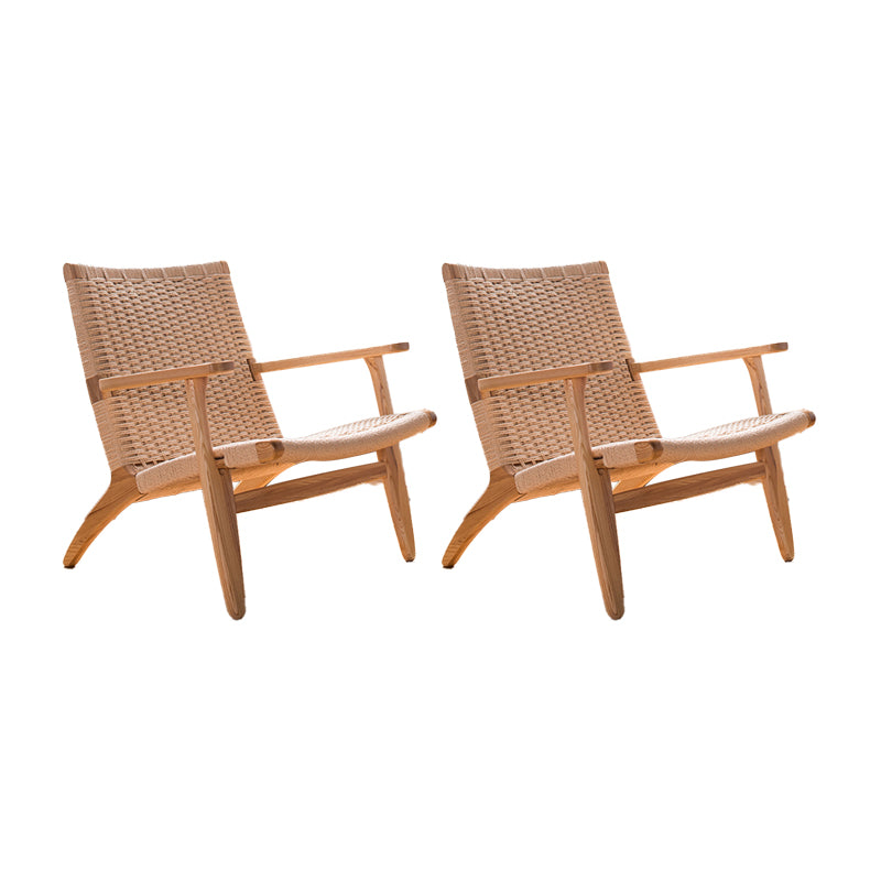 Mid-century Modern Accent Armchair Fixed Back Wood Armchair for Living Room