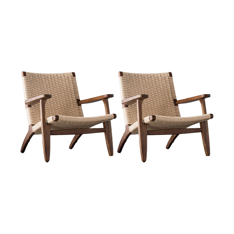 Mid-century Modern Accent Armchair Fixed Back Wood Armchair for Living Room