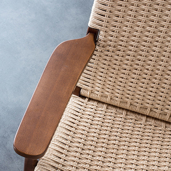 Mid-century Modern Accent Armchair Fixed Back Wood Armchair for Living Room