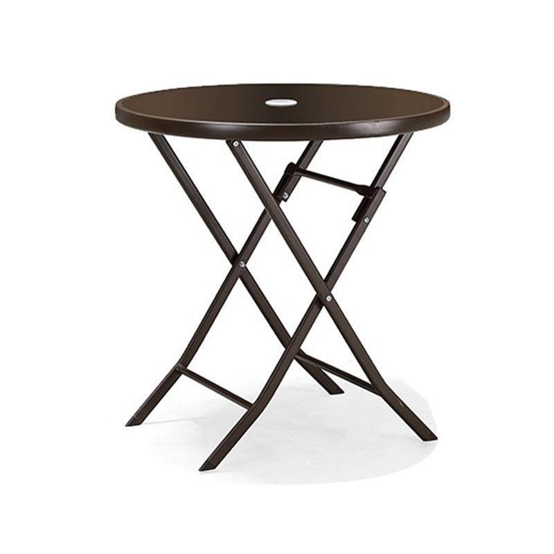 Industrial Bistro Table Water Resistant Glass/Plastic Top Table