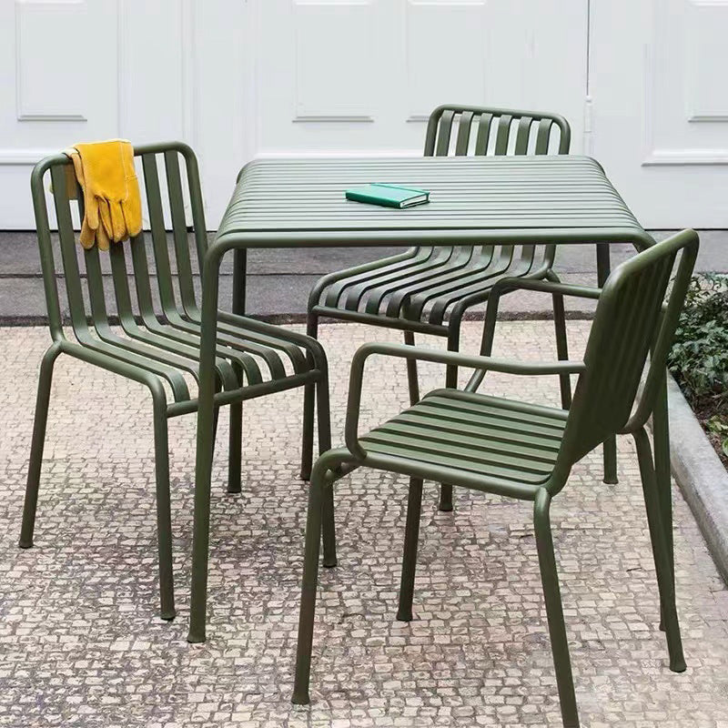 Iron Dining Table Industrial Green Rectangle Rust Resistant Table