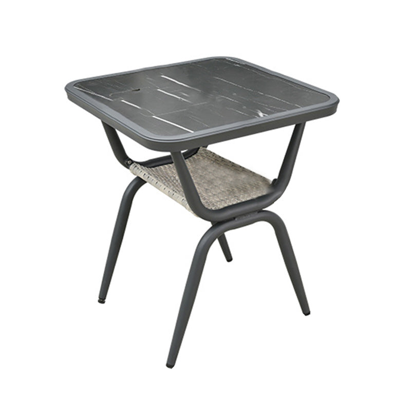 Metal and Glass Patio Table Industrial Style Home Balcony Outdoor Bistro Table