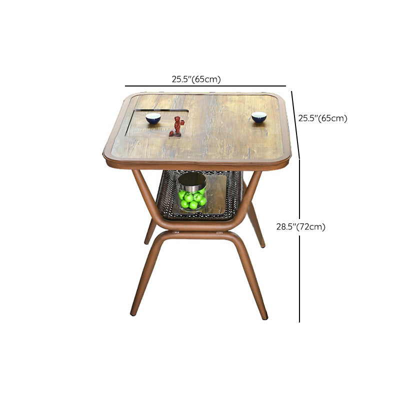 Metal and Glass Patio Table Industrial Style Home Balcony Outdoor Bistro Table