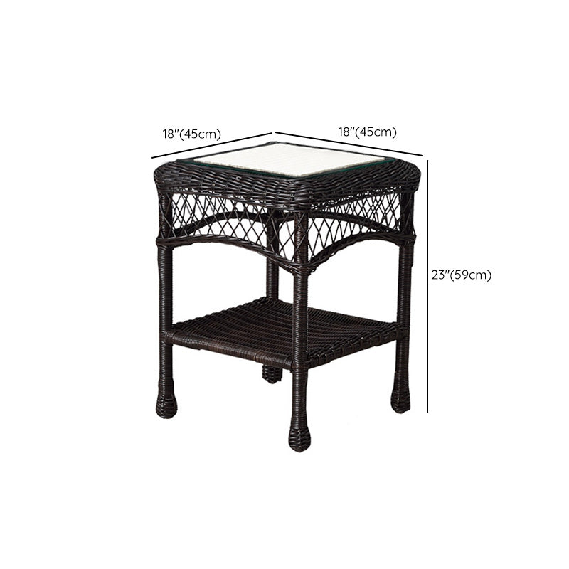 Metal and Glass Patio Table Industrial Style Home Balcony Outdoor Bistro Table