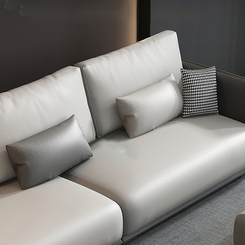 Loose Back Seating Square Arm Mid Century Modern Sofa in Gray