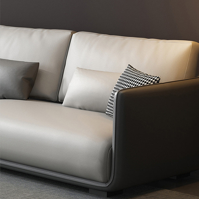 Loose Back Seating Square Arm Mid Century Modern Sofa in Gray