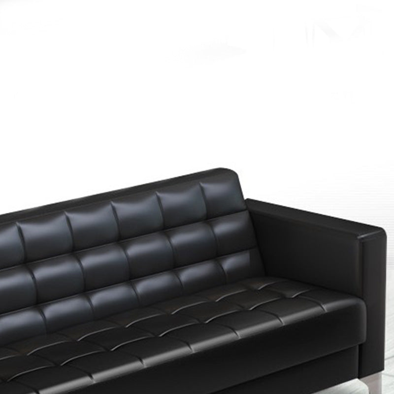 Square Arm Biscuit Back Sofa Industrial 1/3-seater Faux Leather Sofa