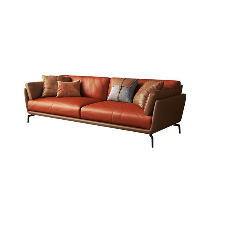 Contemporary Pillow Top Arm Seating Cushions with Pillows Sofa in Orange