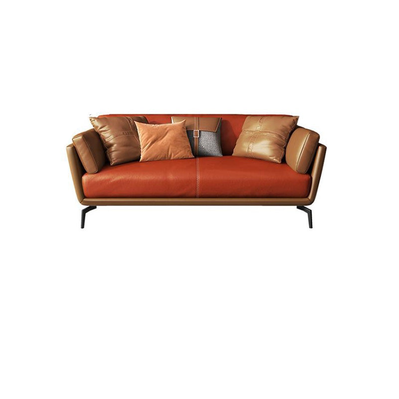 Contemporary Pillow Top Arm Seating Cushions with Pillows Sofa in Orange