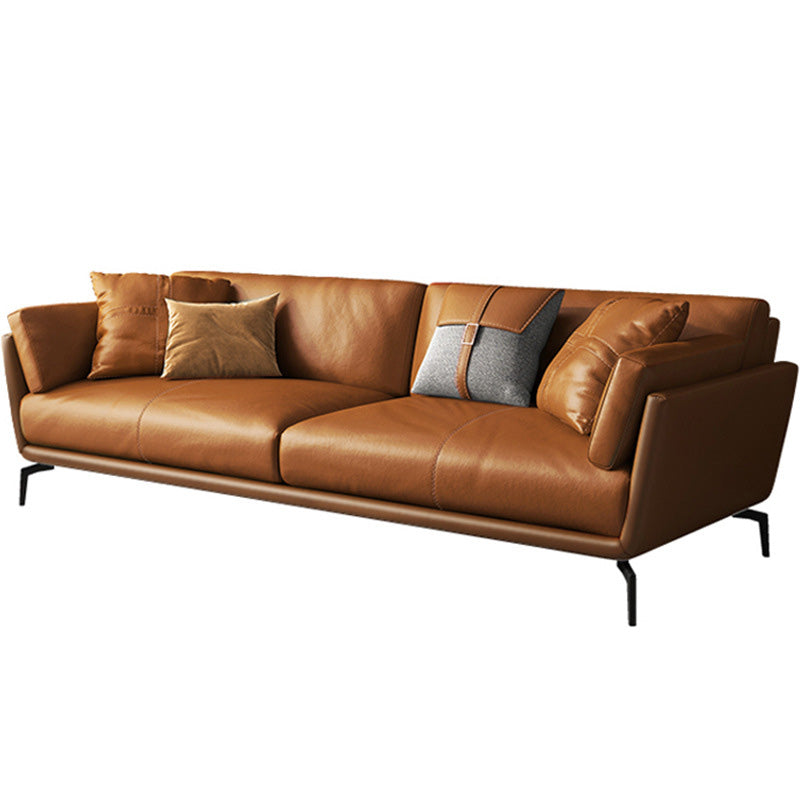 Contemporary Pillow Top Arm Seating Cushions with Pillows Sofa in Orange