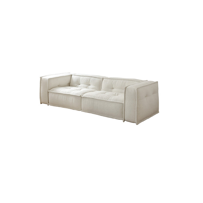 Fabric Scandinavian Sofa Tuxedo Arm Tufted Back Sofa in White
