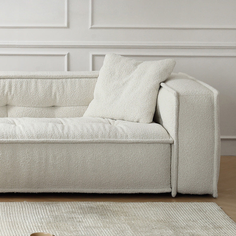 Fabric Scandinavian Sofa Tuxedo Arm Tufted Back Sofa in White