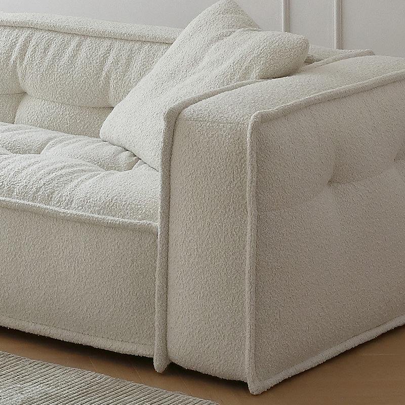 Fabric Scandinavian Sofa Tuxedo Arm Tufted Back Sofa in White