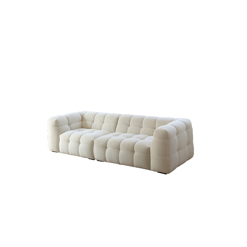 27.55" Tall Tuxedo Arm Sofa Fabric Biscuit Back Sofa in White
