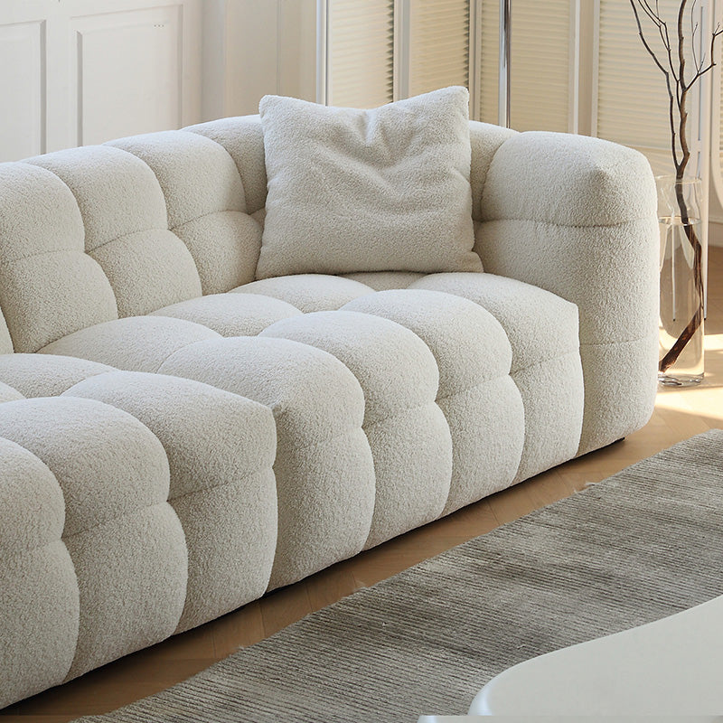 27.55" Tall Tuxedo Arm Sofa Fabric Biscuit Back Sofa in White
