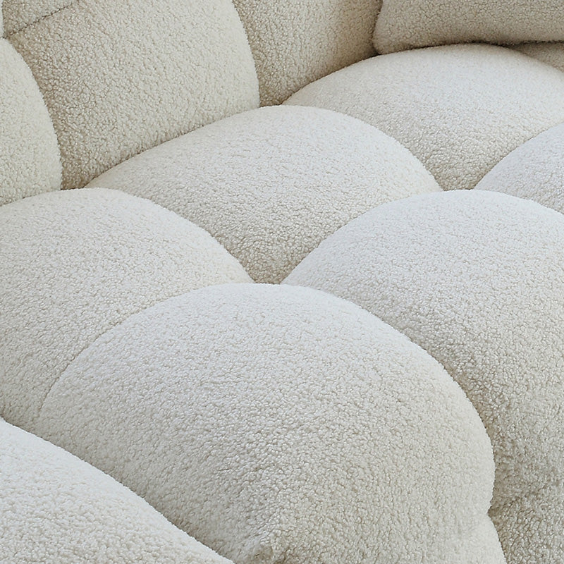 27.55" Tall Tuxedo Arm Sofa Fabric Biscuit Back Sofa in White