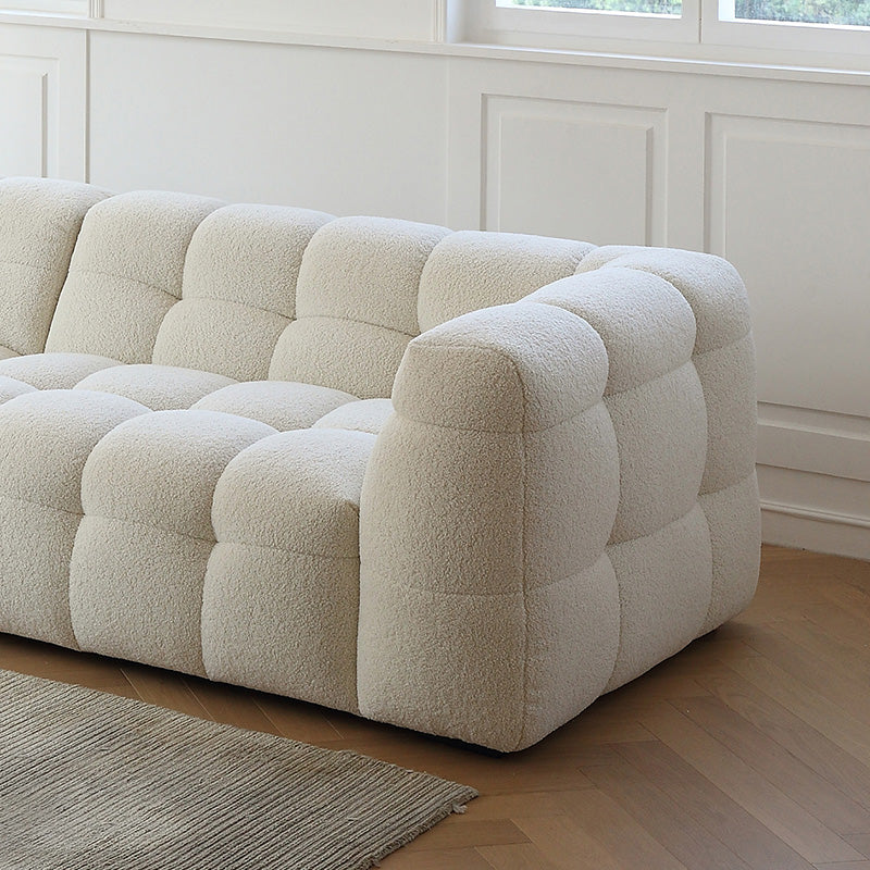 27.55" Tall Tuxedo Arm Sofa Fabric Biscuit Back Sofa in White