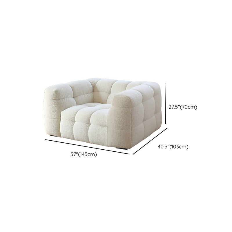 27.55" Tall Tuxedo Arm Sofa Fabric Biscuit Back Sofa in White