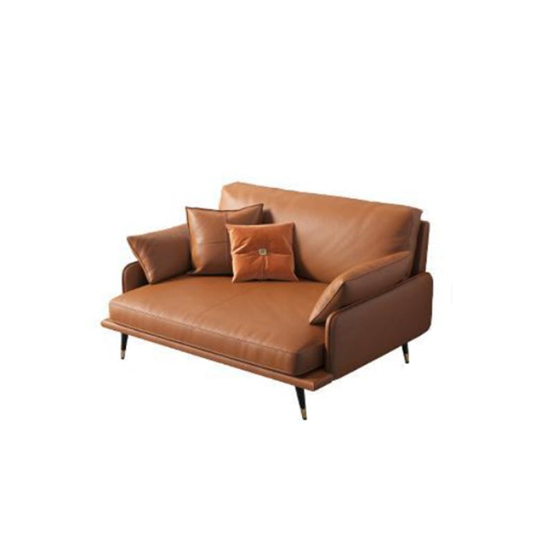 Modern Cushions Seating Pillow Top Arm Sofa in Orange for Apartment