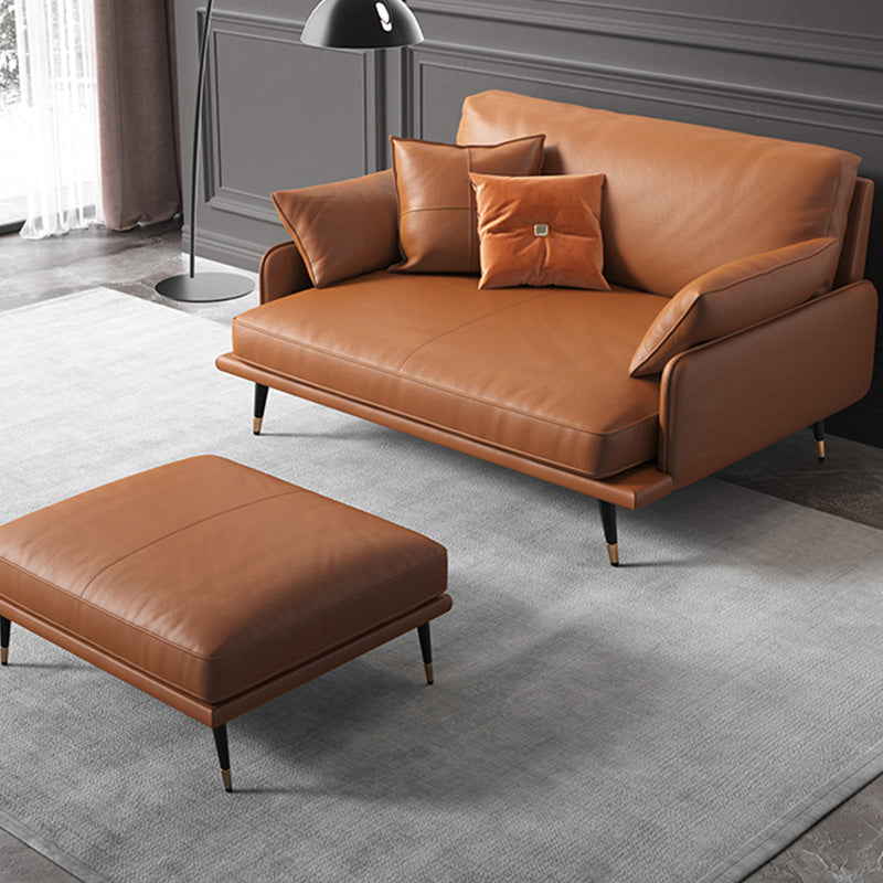 Modern Cushions Seating Pillow Top Arm Sofa in Orange for Apartment