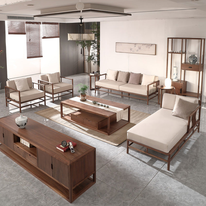 Tropical Loose Back Seating Square Arm Sofa in Brown and Beige