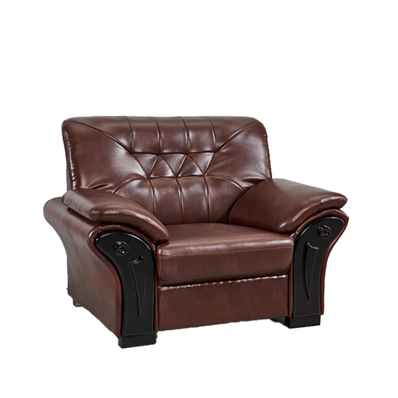 Industrial Biscuit Back Seating Flared Arm Sofa in Dark Brown