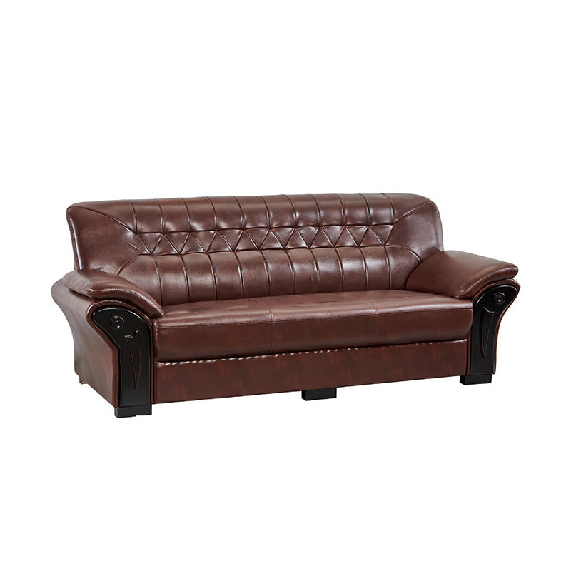 Industrial Biscuit Back Seating Flared Arm Sofa in Dark Brown