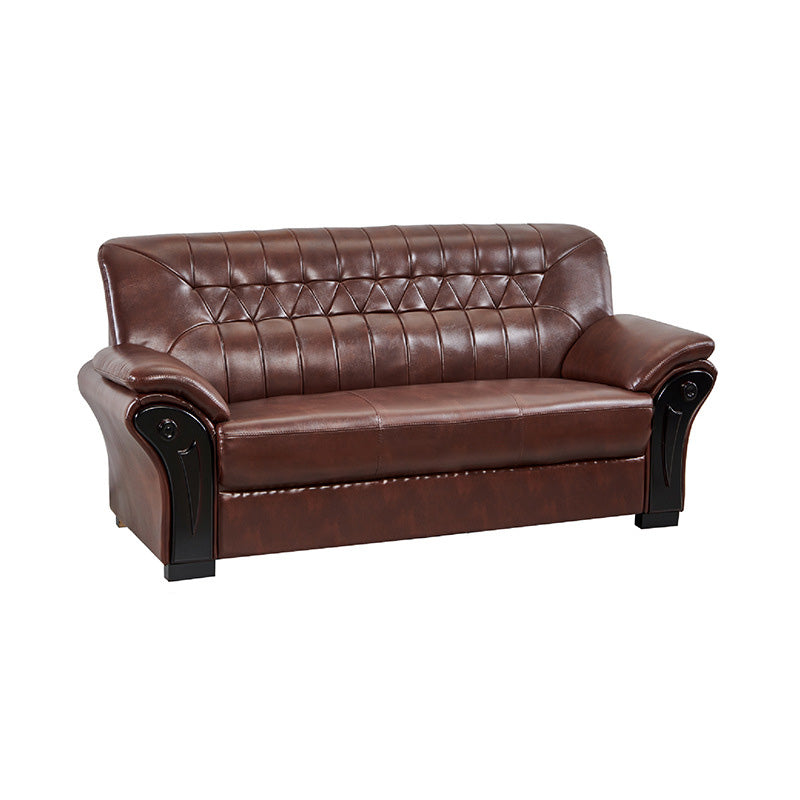 Industrial Biscuit Back Seating Flared Arm Sofa in Dark Brown