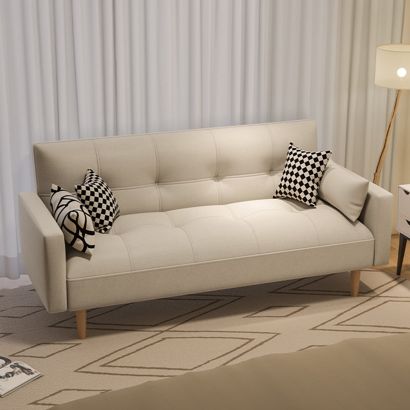 Tufted Split-Back Seating Leather Square Arm Sofa with Pillows